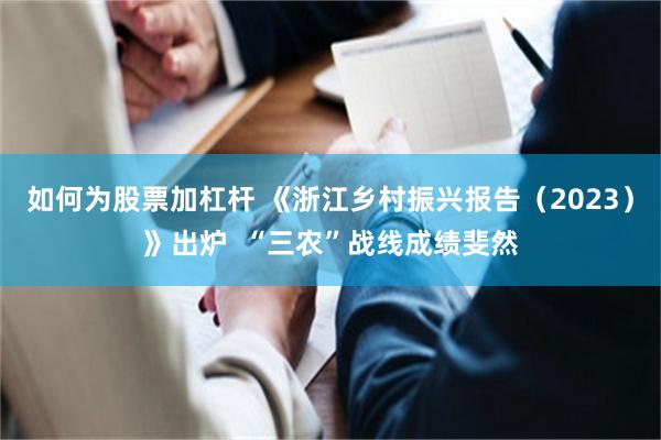 如何为股票加杠杆 《浙江乡村振兴报告（2023）》出炉  “三农”战线成绩斐然